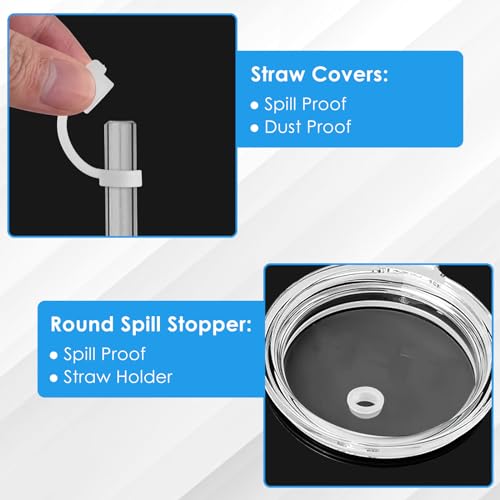 ERKOON Silicone Spill Stopper Set Compatible with YETI Straw Cup, Mug Tumbler Accessories, Silicone Straw Cover, Straw Protectors, Including 4 Straw Cover Topper Cap, 4 Leak Proof Stopper - Thumbnail 7