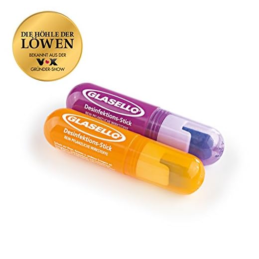 Glasello Desinfektions-Stift 5ml Bekannt aus der TV Show "Die Höhle der Löwen" ( Je 1 Stück Orange & Lila ) Ja