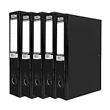 5 x Pukka Foolscap A4 Glossy Box Files with Document Clip & Push Lock School Work Office 70mm Spine File Organiser (Black)