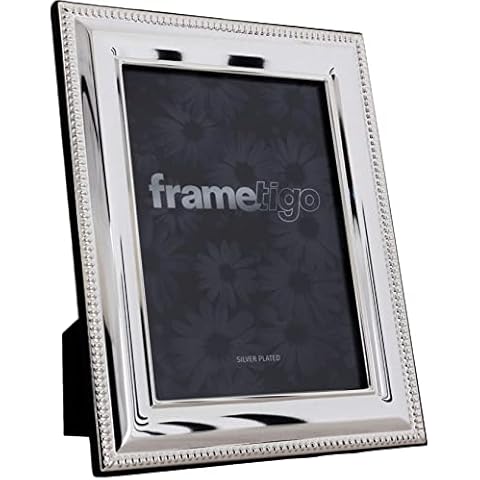 Frametigo Silver Plated Bead Photo Frame - Fits Photo Size 5"x7" (13x18cm) Cover