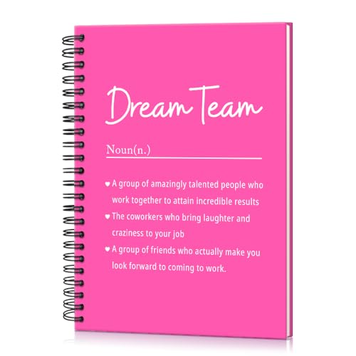 Cadeau de remerciement membre d'équipe : cahier spirales Dream Team rose rouge rigide