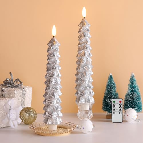 Eywamage Grün Weihnachtskerzen mit Fernbedienung, Flammelose LED...