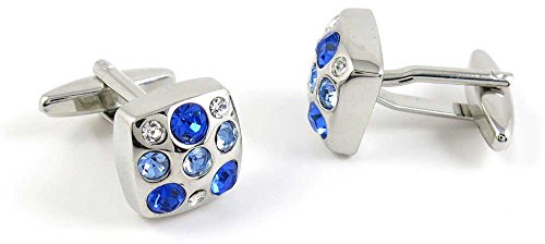 Par de mancuernillas para hombre de cristal azul