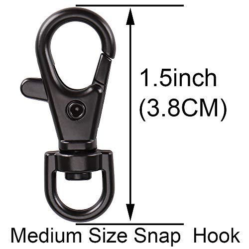 5 Set Key Chain Flat Key Rings Women Metal Swivel Clasps Snap-On Keychain Ring Hook Spring Clip Snap Hook Lobster Clasp for Keys, Lanyards Jewelry Findings, Round Edge, Black