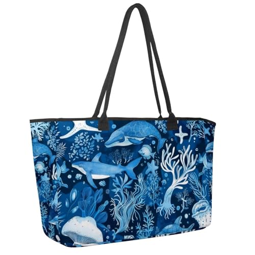 MUOOUM Large Waterproof Beach Bag Women Sea Life Tote