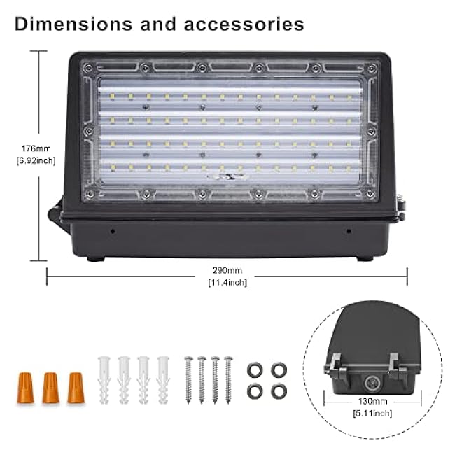 LED Full Cutoff Wall Pack, 35W(420W Eqv.) 4,200LM 5000K with Dusk to Dawn Photocell, 100-277Vac, LED Wall Pack for Outdoor Lighting (1 Pack) - ETL Listed