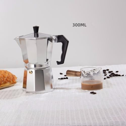 Classic Italian Espresso Maker, Aluminum Manual Stovetop Pour Over, No Electricity Needed for Home Mocha, Tea, Coffee Bars, Silver, 150ml — view 7