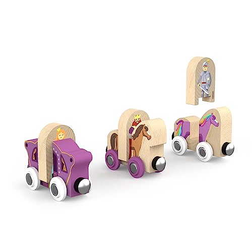 image for ORBRIUM 68 Pcs Fantasy Kingdom Adventure Wooden Train Set in Wooden St