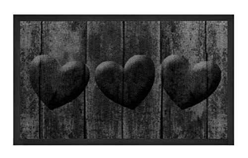 Hanse Home Printy Fußmatte für Innen und Außen 45x75cm - Schmutzfangmatte Türmatte Hearts mit...