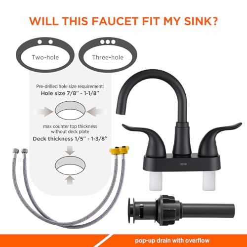 Kpw WE5121BN79+WE2061MB79 Bathroom Sink Faucet 2 Or 3 Hole Matte Black Centerset 4 Inch Bathroom Sink Faucet 2 Handle Plating Over Abs Plastic Non-Metallic Lavatory Bathroom Faucet thumb #2