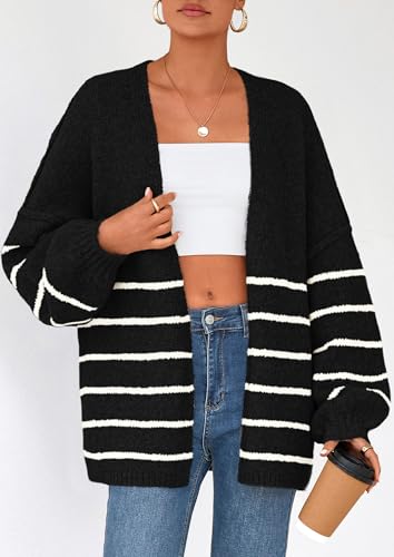 Image of PRETTYGARDEN Womens Oversized Cardigan Sweaters 2026 Fall Long Lantern Sleeve Knit Open Front Lightweight Sweater