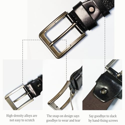 Dress Belt Men,Black Leather Belt for Men,Casual Wear Jeans Pants3