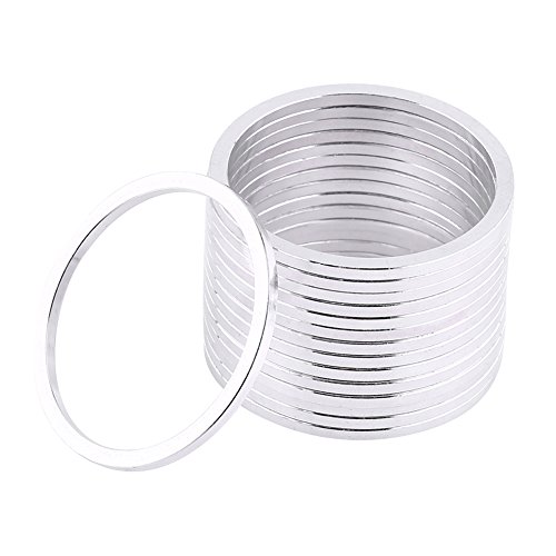 oueaen Arandela de pedalier - 15 Piezas de aleación de Aluminio MRB, Espaciador de Cubo de Volante de Bicicleta, Junta de arandela de Eje de pedalier de Bicicleta(Plata)