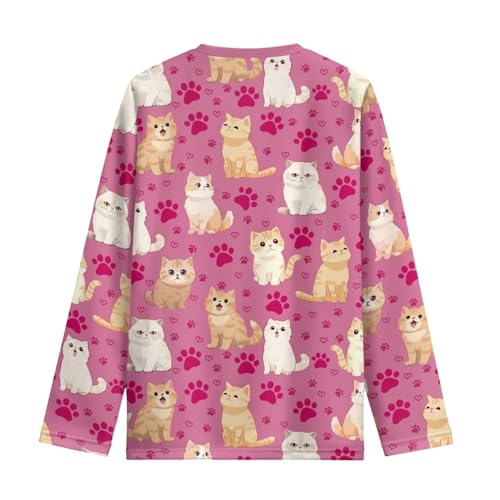 Image of Girls Long Sleeve Shirts Casual Crewneck Soft T-shirts for Girls 3-16 Years Old