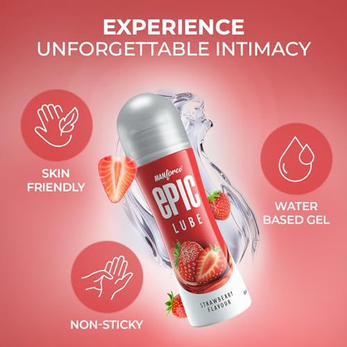 Image of Manforce Epic Lube Combo Pack (Lubrication Gel for Men & Women) |Strawberry & Aloe-Vera, Litchi Flavoured |Water-Based Gel |Skin-Friendly |Safe to Use with Condoms |60ml | Pack of 2