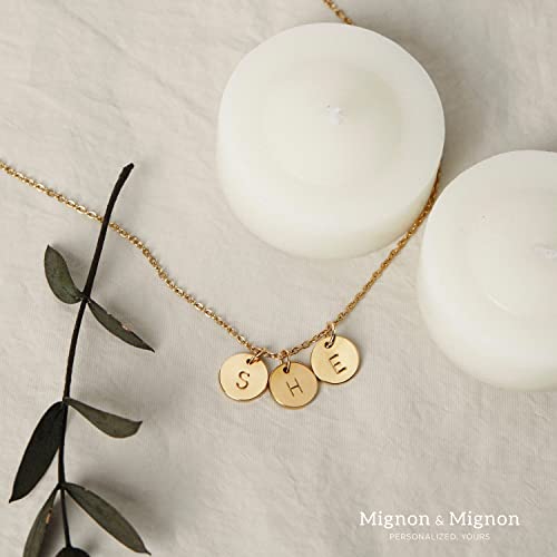 MignonandMignon Custom Tiny Coin Initial Necklace, Personalized Dainty Jewelry for Women, Handmade Gift for Her, Birthday Gifts for Women – TCN4