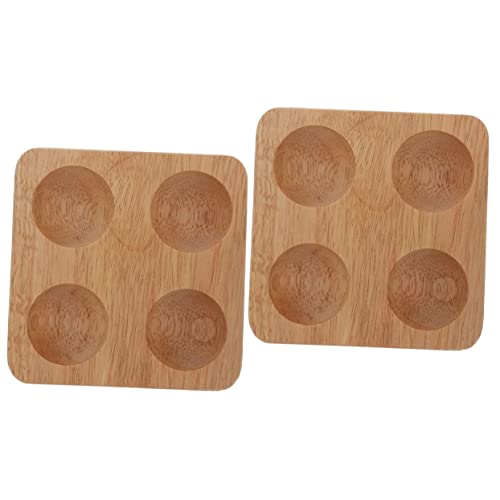 OSALADI 2pcs Wooden Egg Rack 4 Egg Holder Tray Countertop Egg Holder Refrigerator Egg Storage Deviled Egg Stand Egg Storage Plate Home Decor