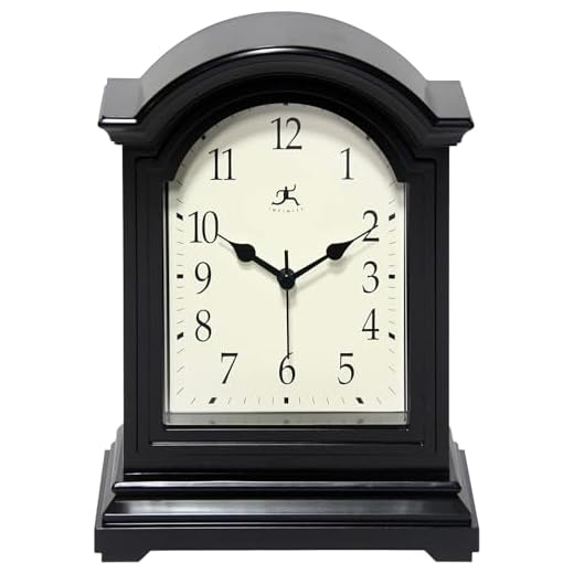 Infinity Instruments Miniature Grandfather Clock for Mantle, Vintage Tabletop Clock with Antique Design, 9"x6", Black