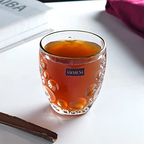 Image of The Artment your artistic apartment Your Artistic Apartment Gold Rimmed BubbleSwirl Crystal Whiskey Glasses Set of 8 for Drinkng Water | Wine | Wishkey | Juice| Cocktail | Home, Kitchen and Bar