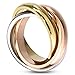 STR-0018 4mm High Polished Stainless Steel Triple Multi Color Band Ring