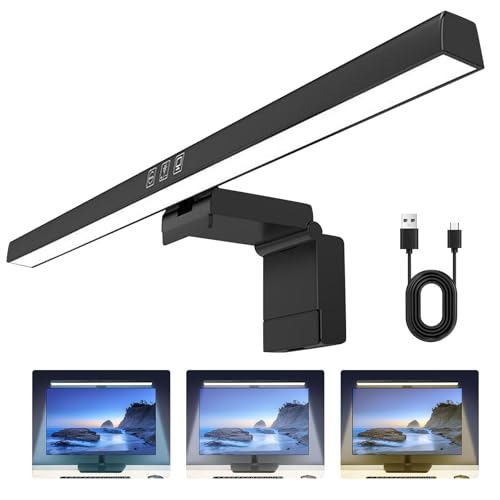 Behogan Computer Monitor Lampe mit Touch Control, 3 Light Modes Monitor Lamp Bar, Touch Adjustable USB LED Monitore Light, Computer Screen Schreibtischlampe, Bildschirmlampe Eye Care für Home Office