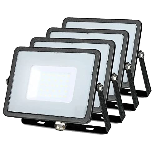 ZONE LED SET - LED Strahler Außen, 30W, 6400K Kaltweiß, 2400 Lumen, IP65, LED Fluter, Wasserdicht Scheinwerfer, Aussenleuchte, Außenstrahler für Garten, Garage, Hinterhof, Türen, Flur (4-er Pack)