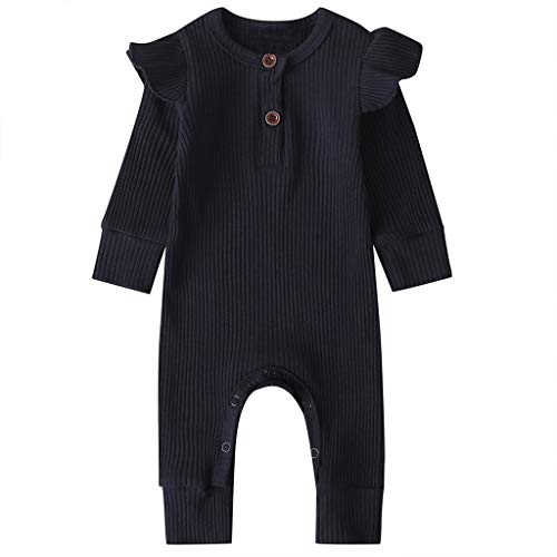 LZH Newborn Infant Unisex Baby Boy Girl Button Solid Romper Bodysuit One Piece Jumpsuit Outfits Clothes