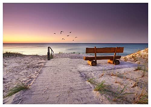 wandmotiv24 Fototapete Meer Strand Vögel, 400 x 280 cm - selbstklebende...