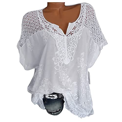 MeiLyviba Damen Bluse Kurzarm T Shirt Tops Bunte Blumenmuster Druck mit...