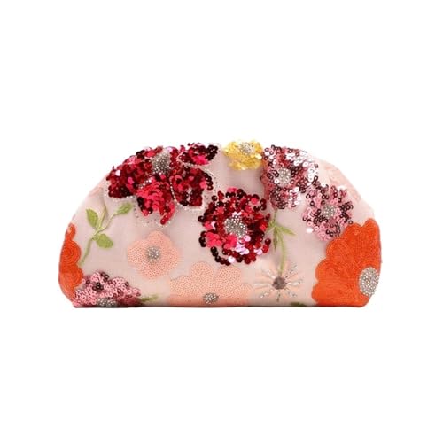 Sac de soirée à paillettes et broderie fleurs pour femme