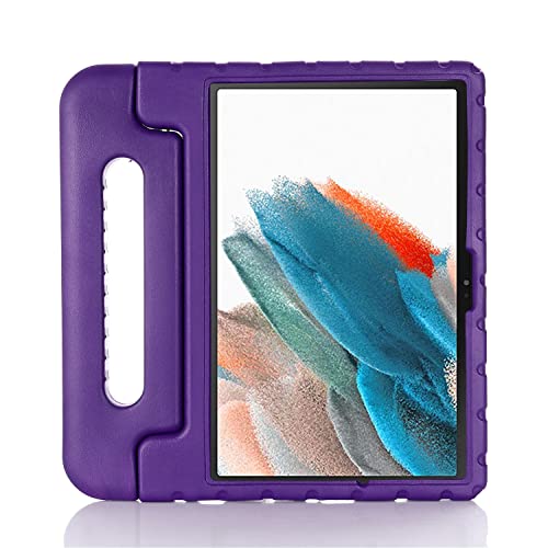 Coque Samsung Tab A8 pour enfant et famille avec béquille violette lavable