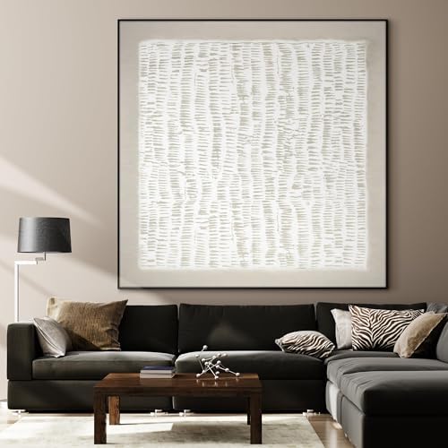 46"x46" XL Framed Wall Art Neutral Abstract Line Design Art (Frame Assembly Required) - 2