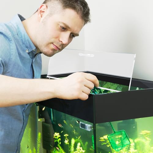 Image of Sieral Aquarium Polycarbonate Canopy Set 29 x 11.38 x 0.12 Inch for 20 /29 /37 Gallon Without Center Brace Aquariums Cover Fish Tank Lid with a Hook Knife, Clear