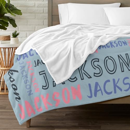 Personalized Name Blanket Customized Baby Blankets for Girls Boys Adults Monogrammed Blankets and Throws Christmas Birthday Mothers Fathers Valentines Day Gift
