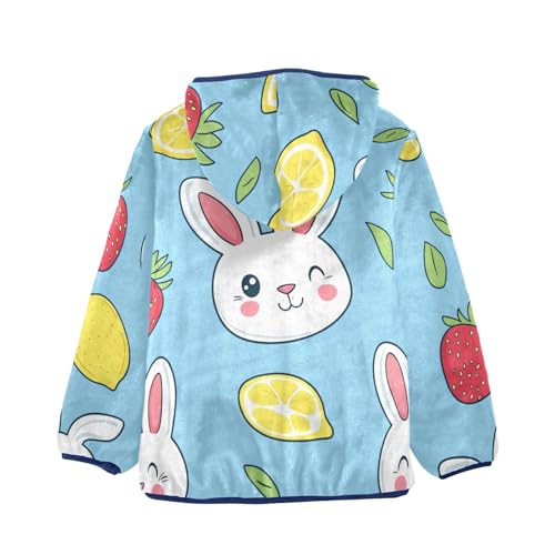 Cute Rabbit and Lemon Girls Fleece Jacket Girls Fall Jacket Girls Zip Up Hoodie Girls Sherpa Jacket 2-10T2