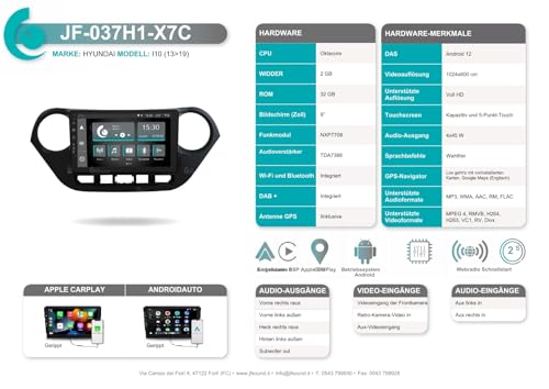 Autoradio für Hyundai I10 Mit Basic-Radio (2014-2019) Android GPS Bluetooth WiFi USB DAB+ Touchscreen 9\ 8core Carplay AndroidAuto