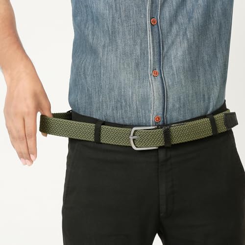 Image of LOUIS STITCH Men's Braided Elastic Stretch Belt with Leather Tipped End Stretchable Canvas Waist Band for Men Women Boys Girls Unisex (Width 3 cm) (BE-EL)