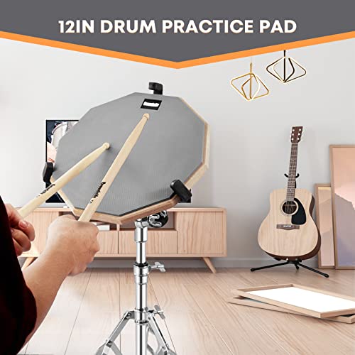 Growdaily Drum Practice Pad Snare Drum Stand Set 12 In With Double Sided Silent Drum Pad,Drum Dampeners Gel thumb #6