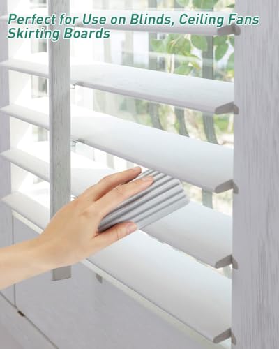 Image of Cuzenal Damp Duster,Magical Dust Cleaning Sponge Baseboard Cleaner Duster Sponge Tool,Reusable Dusters for Cleaning Blinds,Vents,Ceiling Fan,and Cobweb,Lock Dust,No Dust Flying and Spreading,Grey