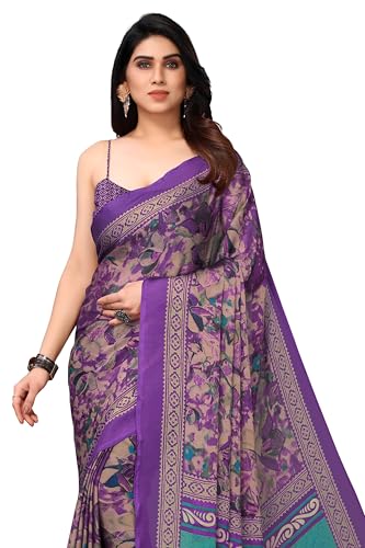Image of MIRCHI FASHION Women Saree Ethnic Motif Print Chiffon | Breathable Lightweight Plain Weave Sari for Office and Daily Use (Available in 20 Designs)