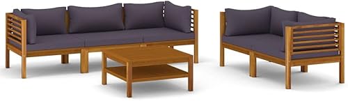 Miniatura 2 de ZQQLVOO Juego de muebles de jardín muebles de patio al aire libre juego de conversación seccional juego de 6 piezas con cojín madera de acacia