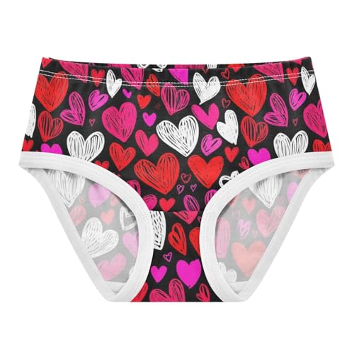 Joisal Valentine Hearts Red Black Toddler Girls Underwear 2t Cotton Cute Panties Girl Bright Briefs Undies Kids