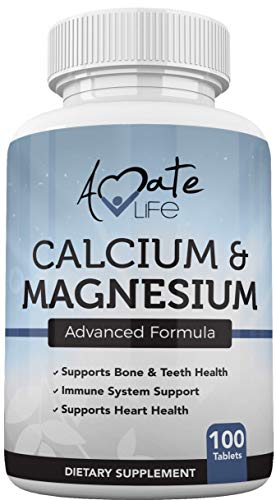 Calcium and Magnesium Supplement with Vitamin D3 Support Heart & Immune Health Vegan Calcium Magnesium Complex Advanced Mineral Support for Stronger Bones & Teett 100 Tablets Made in USA by Amate Life