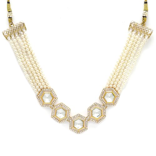 Image of Karatcart Polki Kundan Jewellery Set for Women