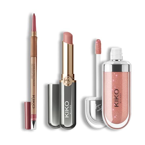 KIKO Milano Lip Glow Trio | Precision Automatic Lip Liner 17, Unlimited Stylo 03 & 3D Hydra Lipgloss 20 | The Perfect Lip Combo for Defined & Glossy Lips