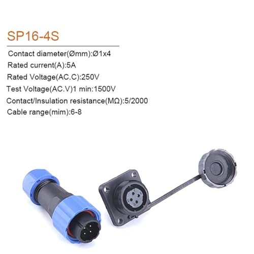 Conector cuadrado impermeable SP16 IP68 2/3/4/5/6/7/9 Pines miniatura 5