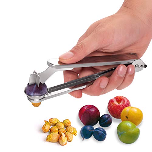 Nurch Plum Pitter Tool, 304 Stainless Steel Plum Stone and Corer Pitter, Ergonomical and Portable Plum Pitting Tool for Kitchen, Great for Cherry, Jujube, Red Date, Hawthorn