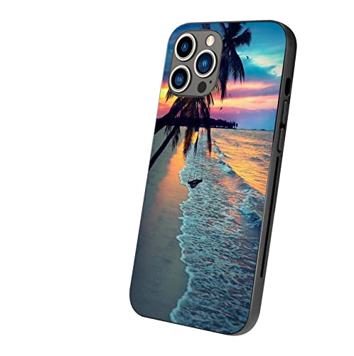 Compatible With Iphone 13 Pro Case With 360°Rotating Ring Kickstand,Sunset Beach Palm Trees,Protective Shockproof Full Body Protection Cover With Soft Tpu Bumper And Hard Pc Back-Blue （6.1Inch） #TOP16