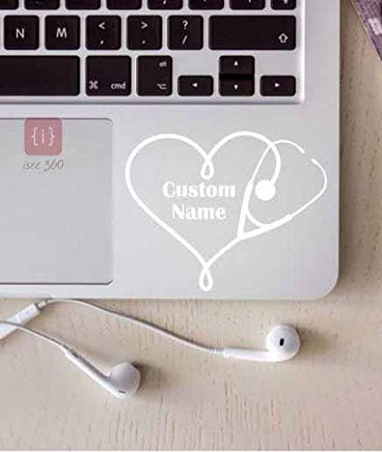 ISEE 360® Custom Stethoscope Laptop Stickers Touchpad Decal Colour White (8cmx6cm)