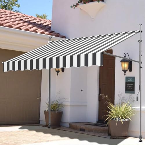 Store banne rétractable beige structure robuste et hauteur réglable